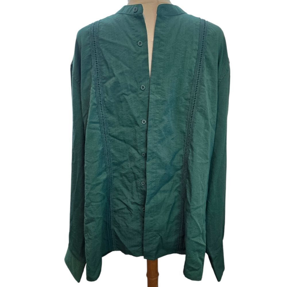 COOFANDY Band Collar Green Button Up Shirt Men embroidered